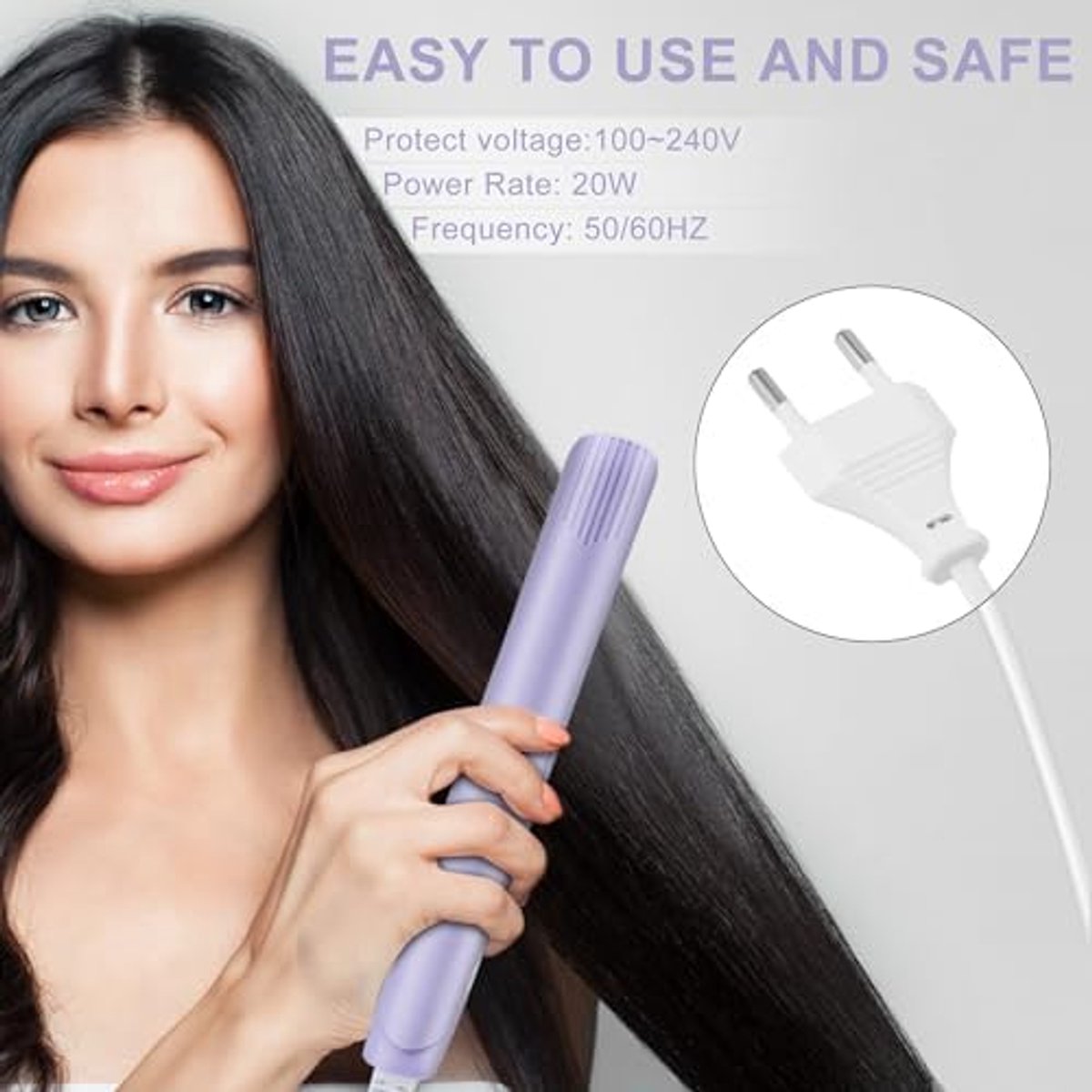 Thijox - Mini Korte Stijltang 2 in 1 Reizen - Keramische Toermalijnplaat - Roze EU-stekker - Perfect voor Feest, Vakantie en Dagelijks Gebruik