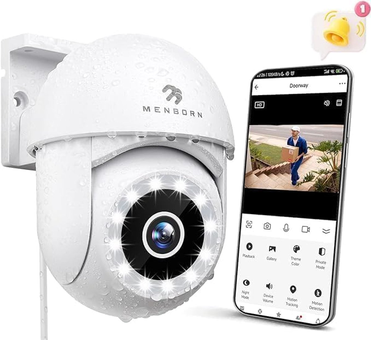 Buitencamera 2.5K met 360° Rotatie en Nachtzicht