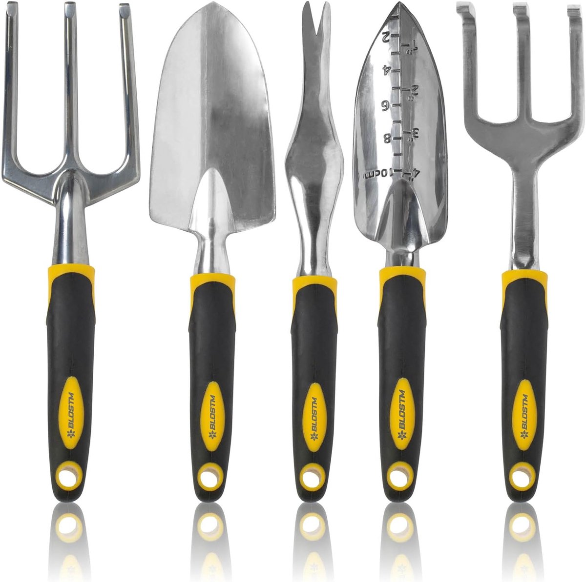 SnelShoppen - Tuingereedschap Set 5 STKS - Heavy Duty Ergonomische Tuinset met Anti-Roest Handvork, Troffel, Onkruid Gereedschap, Cultivatorhark en Ha