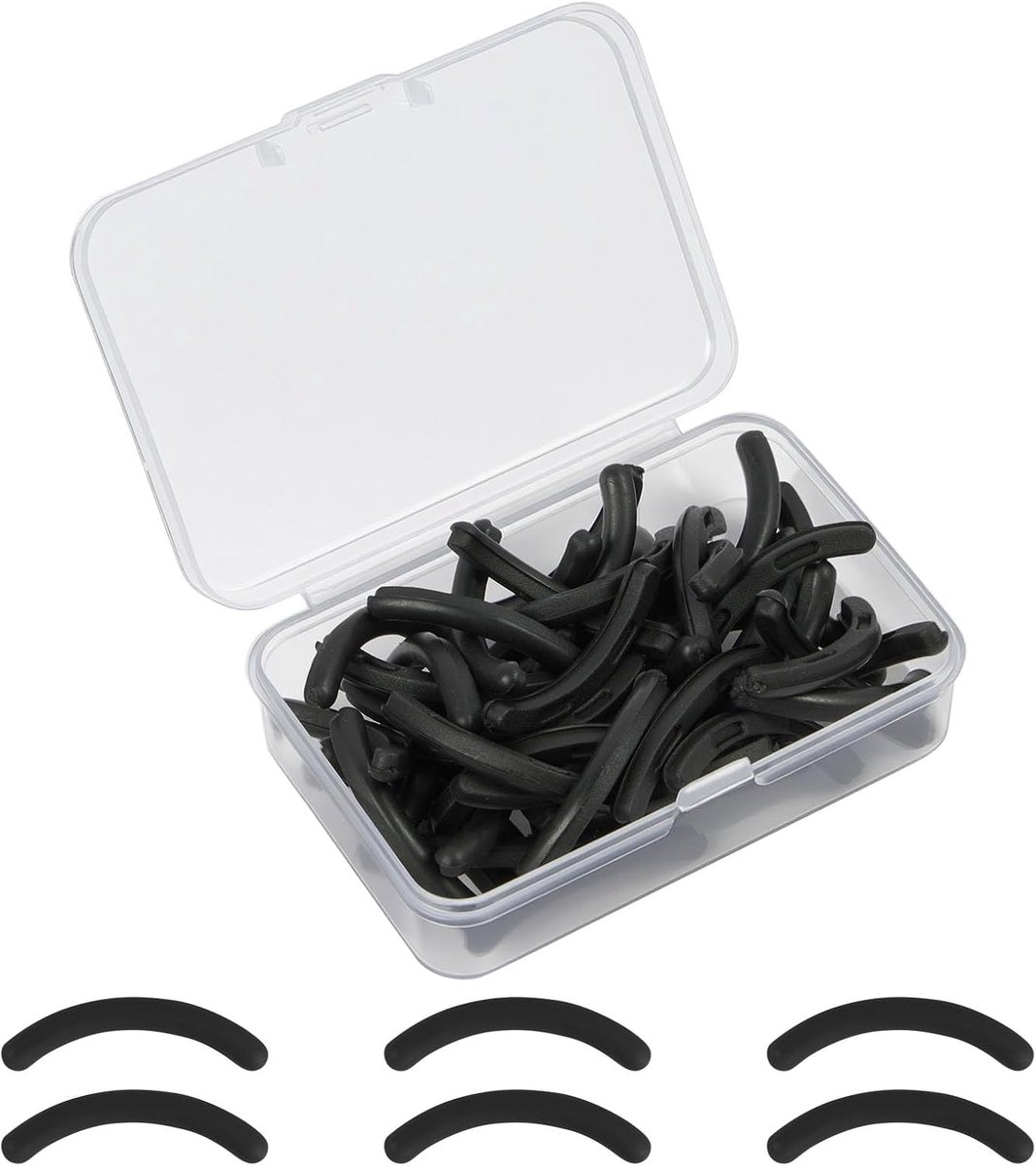 SnelShoppen - 50 Stuks Navulling Wimperkruller Pads, Rubber Vervangingspads voor Wimperlift, Schoonheidsaccessoires met Transparante Opbergdoos (Zwart