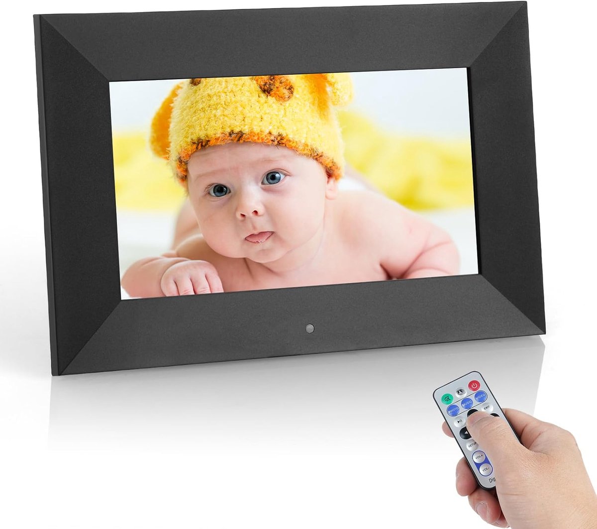 SnelShoppen - 7-inch Digitale Fotolijst met Afstandsbediening, HD IPS Scherm, Steun voor 32 GB Geheugen, Deel Foto's en Video's, Kalenderfunctie, Perf