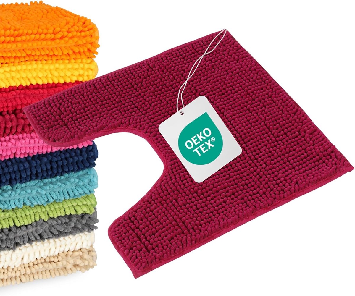 SnelShoppen - Antislip Badmat Berry 45x45cm met WC-Uitsparing - Machinewasbaar Badkamer Tapijt - Badkamerset in Groen, Turquoise en Grijs - Perfect vo