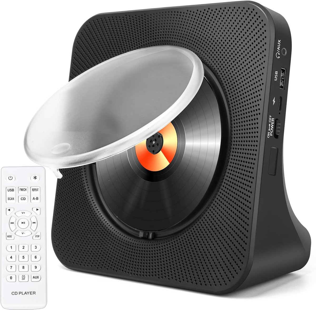 SnelShoppen - Draagbare CD-speler met Bluetooth en Luidsprekers - HiFi CD-speler met FM Radio, Aux-ingang en Afstandsbediening - Perfect voor Thuisgeb