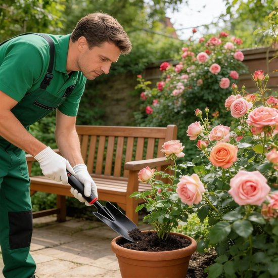 SnelShoppen - 3-delige Tuinschep Set - Bloemenschep, Smalle Plantenschep, Hark met Negen Tanden - Klein Tuingereedschap voor Planten, Verplanten en Wi van Snelshoppen — afbeelding 4