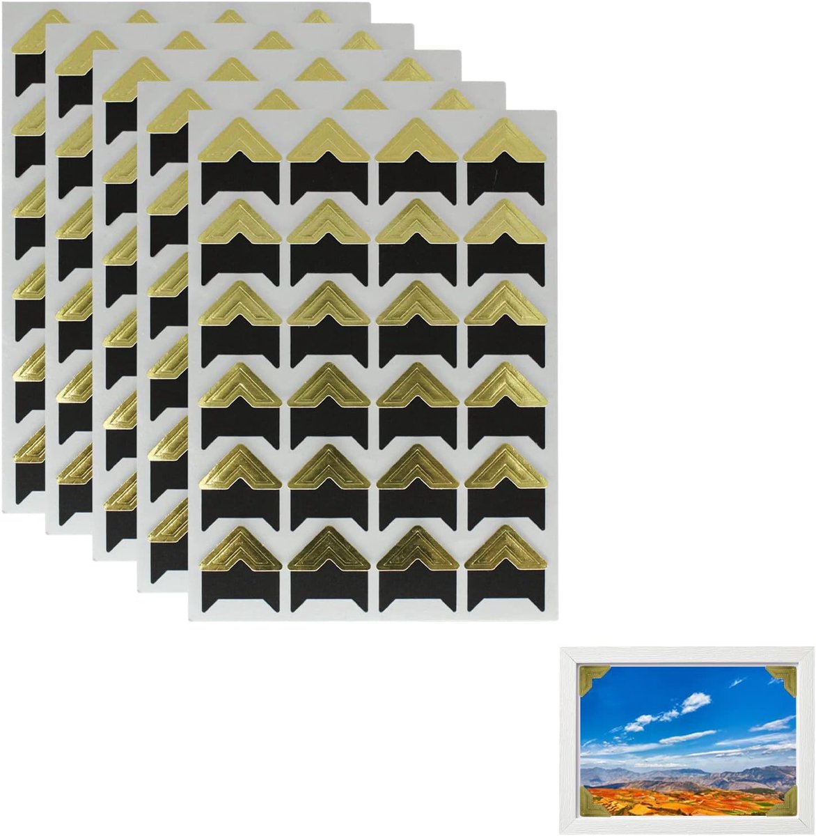 SnelShoppen - Fotohoekstickers Zelfklevend voor Fotomontage - 120 Stuks Gouden Papieren Stickers voor DIY Album, Scrapbook, Journal en Creatieve Proje