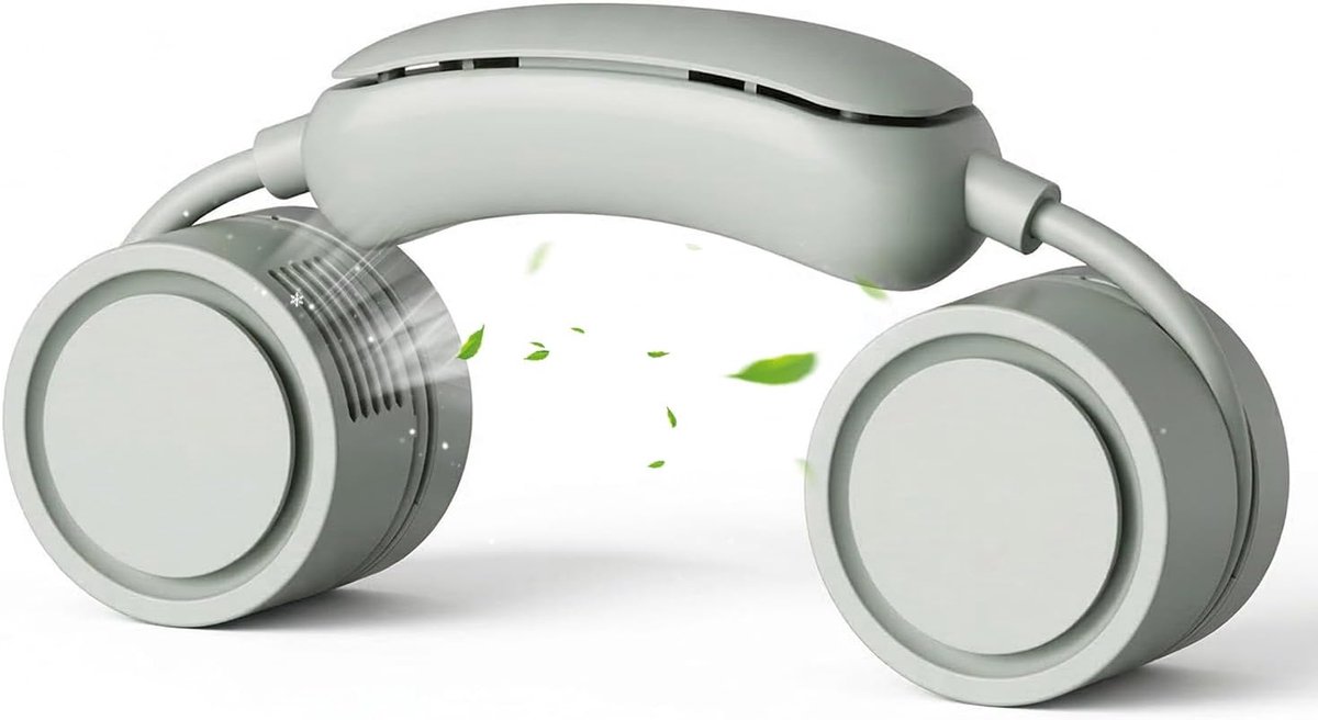 Nekventilator - Draagbaar - Batterijduur van 6 uur - Ultrastil - 1600mAh batterij - Drie windsnelheden - Persoonlijke ventilator - groen-USB oplaadbaar - Geschikt voor kantoor/thuis/kamperen/buitenreizen
