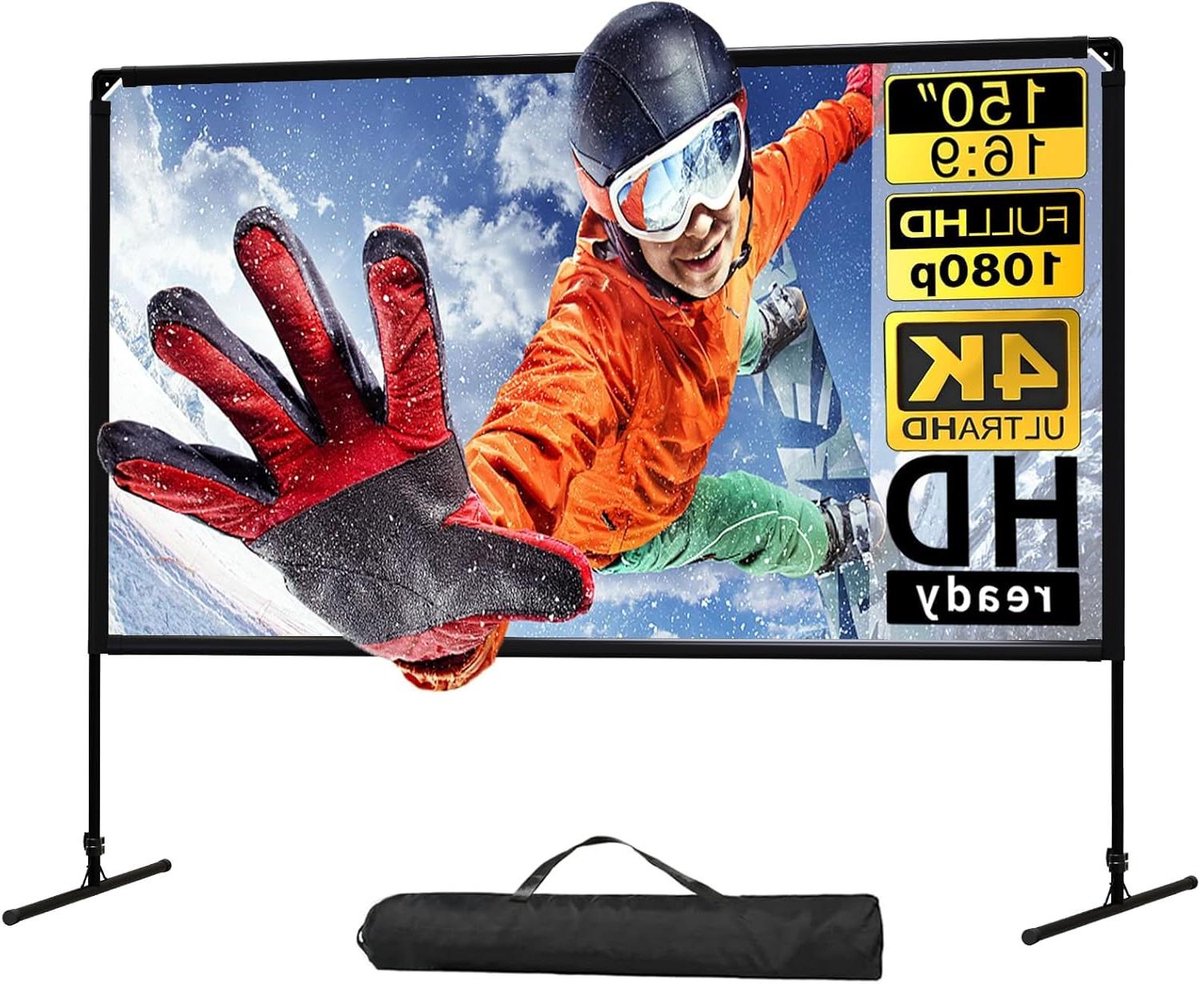 Projectorscherm met Statief - Mobiel Scherm - Thuisbioscoop Creëren - Kreukvrij Doek - 150 Inch - Wit