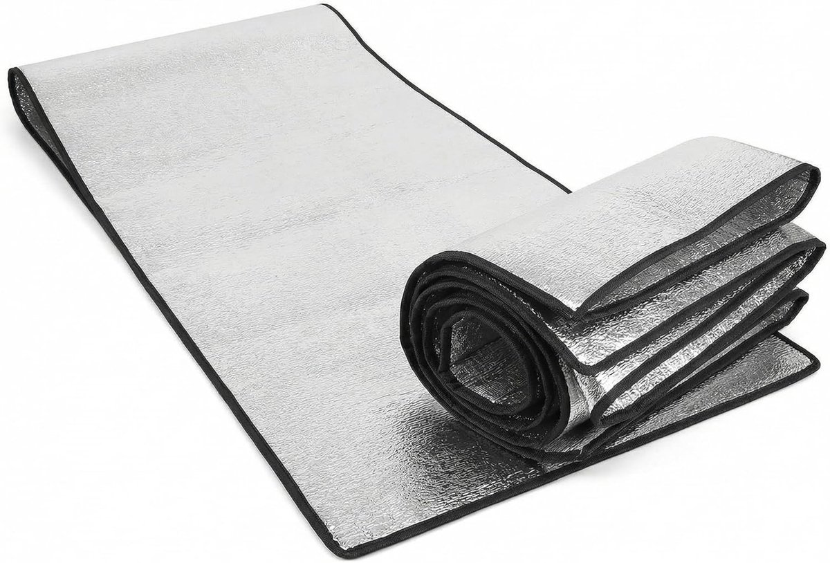 SnelShoppen - Comfortabele Aluminium Slaapmat 3 mm x 200 cm x 200 cm, Opvouwbare Isolatiemat voor Kamperen, Buitenactiviteiten, Schuimmat, Ideaal voor