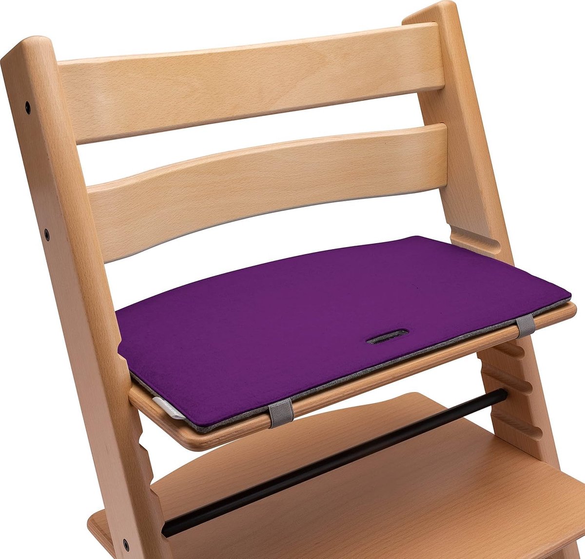 SnelShoppen - Zitkussen hoge stoel voor Stokke Tripp Trapp - Comfortabel en stijlvol kussen (paars/grijs) - Vilt - Perfecte accessoire voor kinderstoe