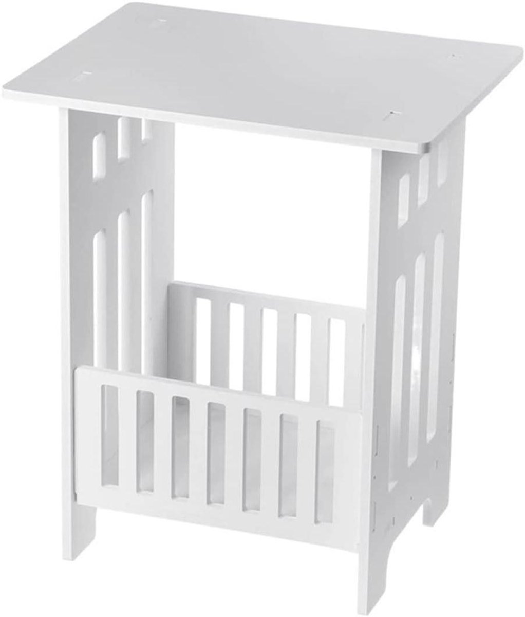 Bijzettafel - Nachtkastje Hoektafel - Opbergen Woonkamer - Hout Plastic Materiaal - 34 x 26 x 40 cm - Wit
