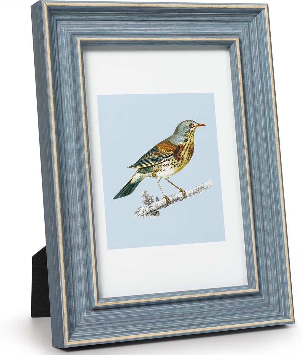 SnelShoppen - Afuly Fotolijst 10 x 15 cm Blauw Vintage Retro Antiek Wanddecoratie voor Familie en Vrienden - Perfect voor Bruiloft en Kerstmis