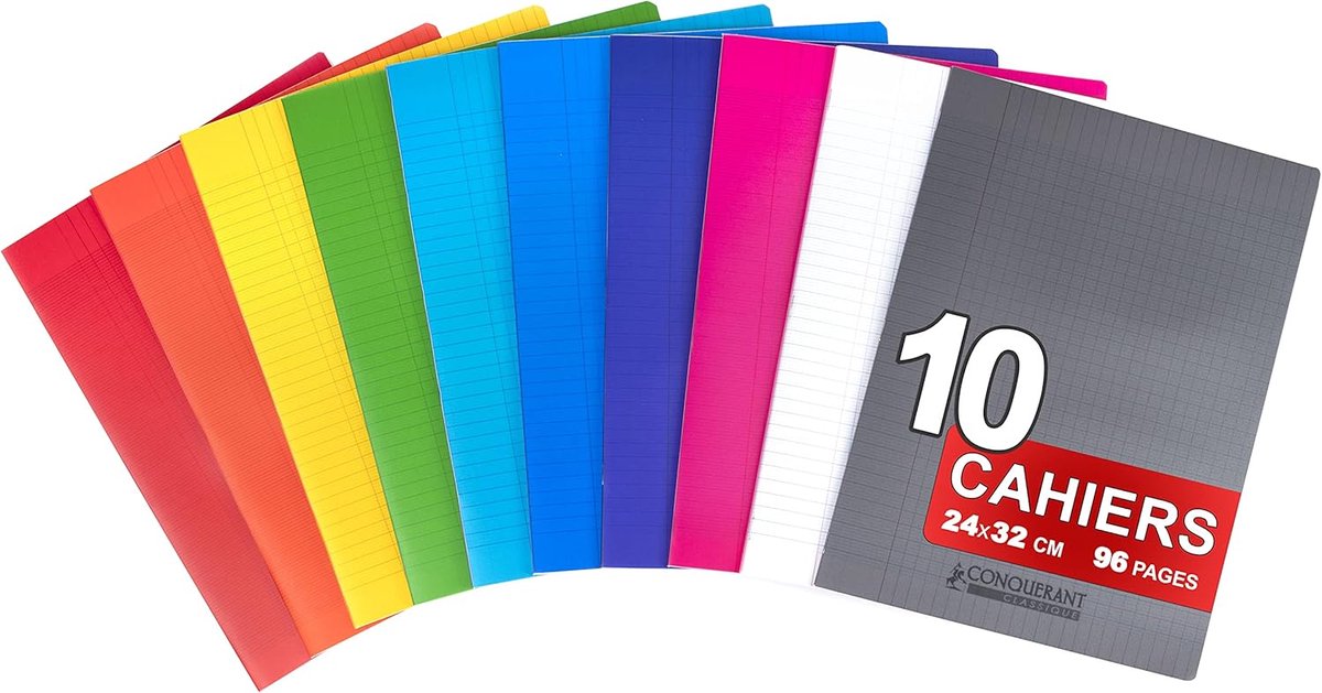 SnelShoppen - 10 Stapled Notebooks 24 x 32 cm, Grote Diamanten, 96 Pagina's, 90 g, School Notitieboekjes, Diverse Kleuren voor Creatief Gebruik
