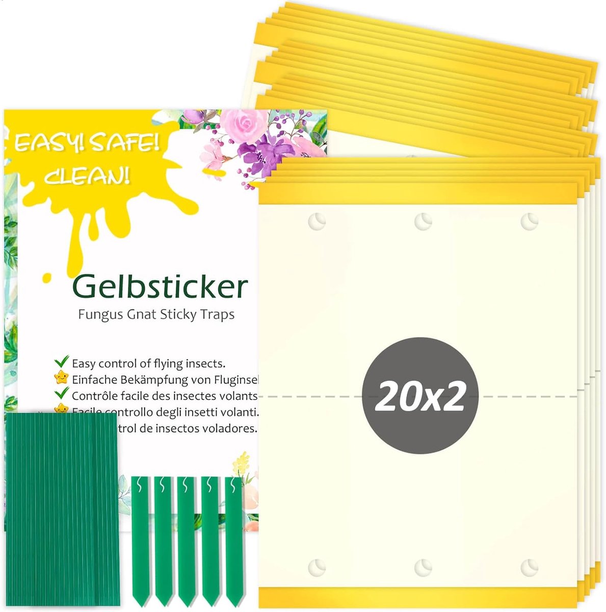 SnelShoppen - Effectieve Vliegenvangers, Plakvliegenvallen, Gele Plakstickers, Ideaal voor Fruitvliegen, Muggens, Vliegende Insecten, Rectangular 6.5
