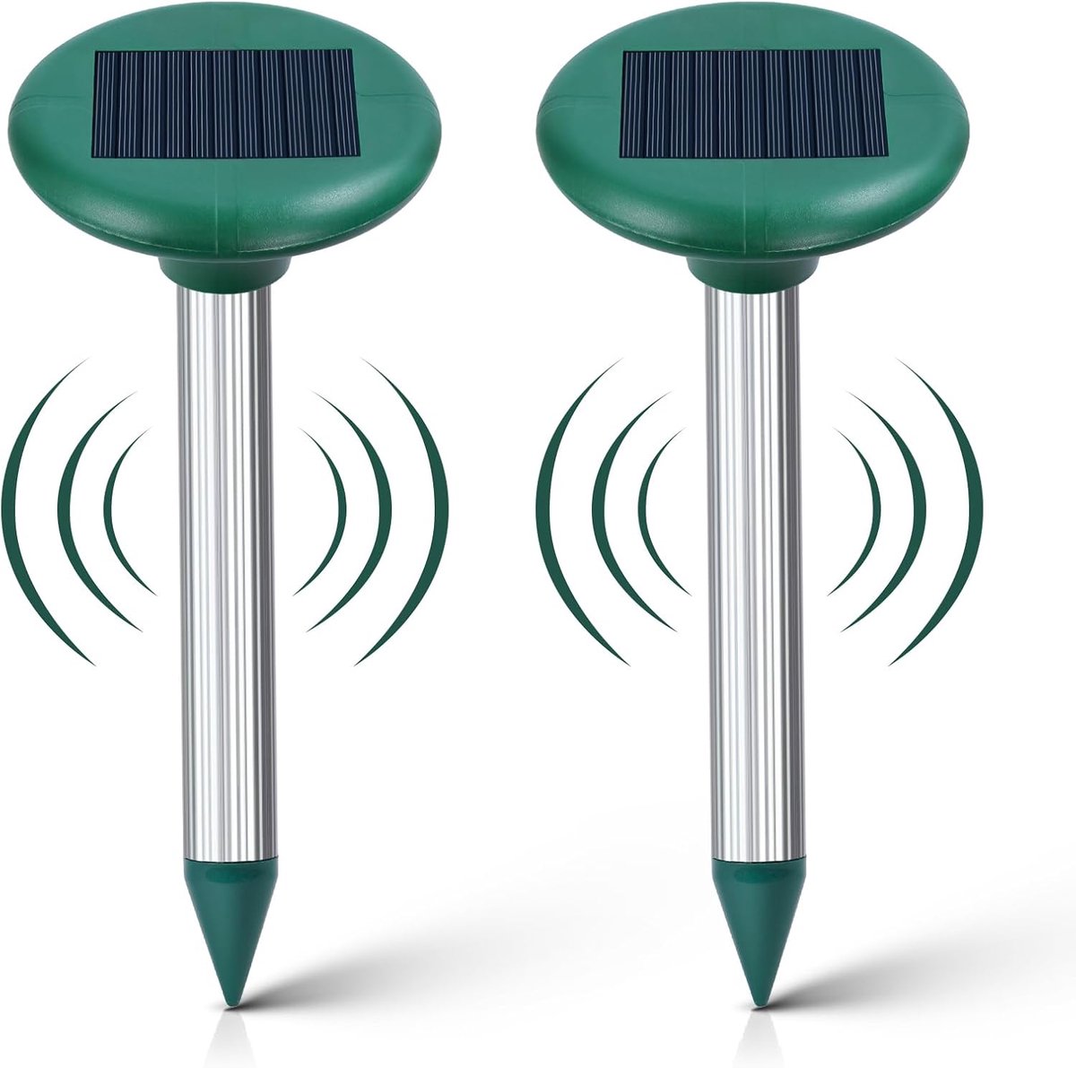 SnelShoppen - Pack van 2 Ultrasonische Mollen- en Muizenafschrikker - Waterdicht en Zonne-energie - Katten-, Mollen- en Slangenafschrikkend voor Tuin