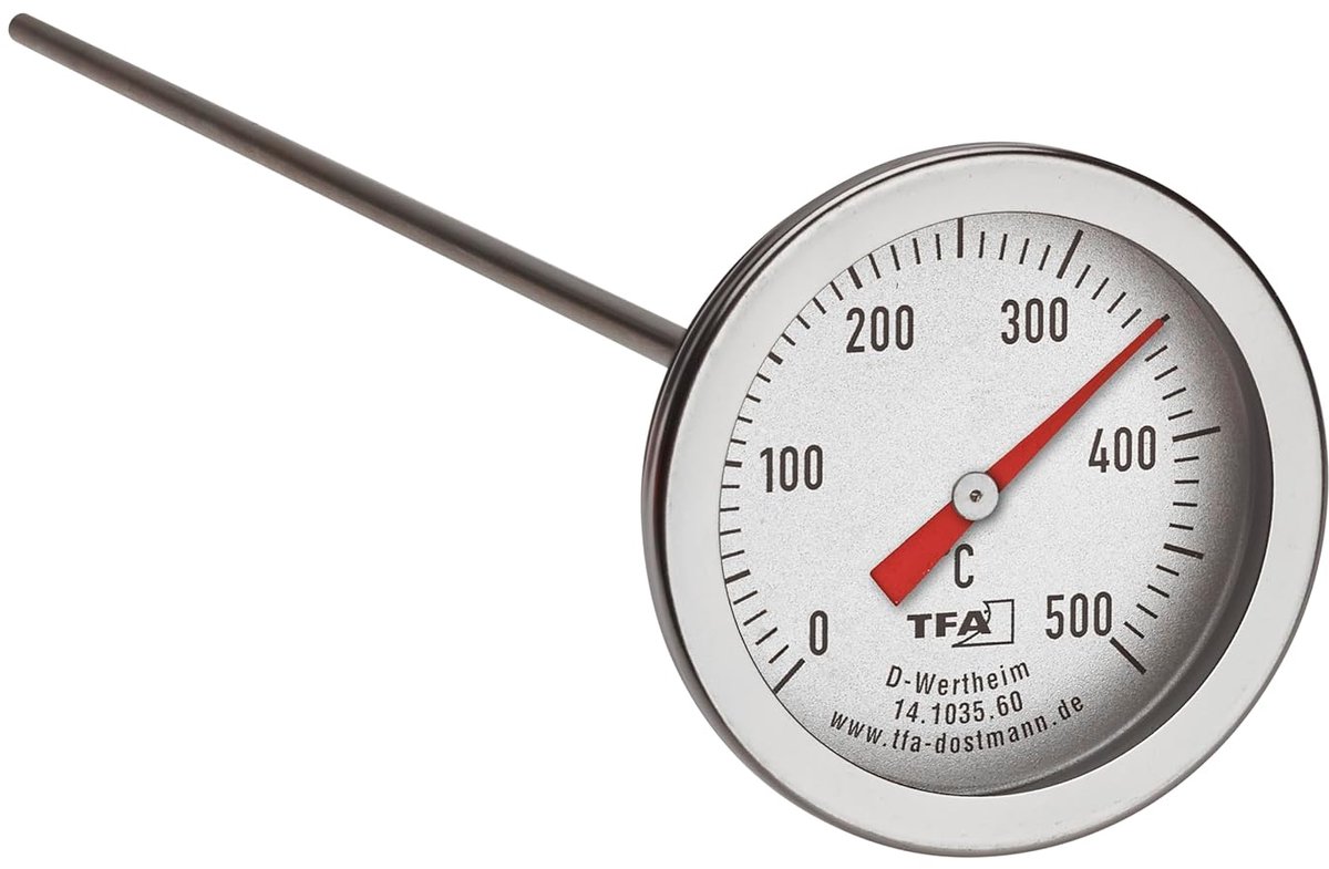 SnelShoppen - Professionele Oven Thermometer RVS 30 cm voor Pizza Oven, Houtoven, Grill, Smoker en Broodoven - Hygienisch en Nauwkeurig