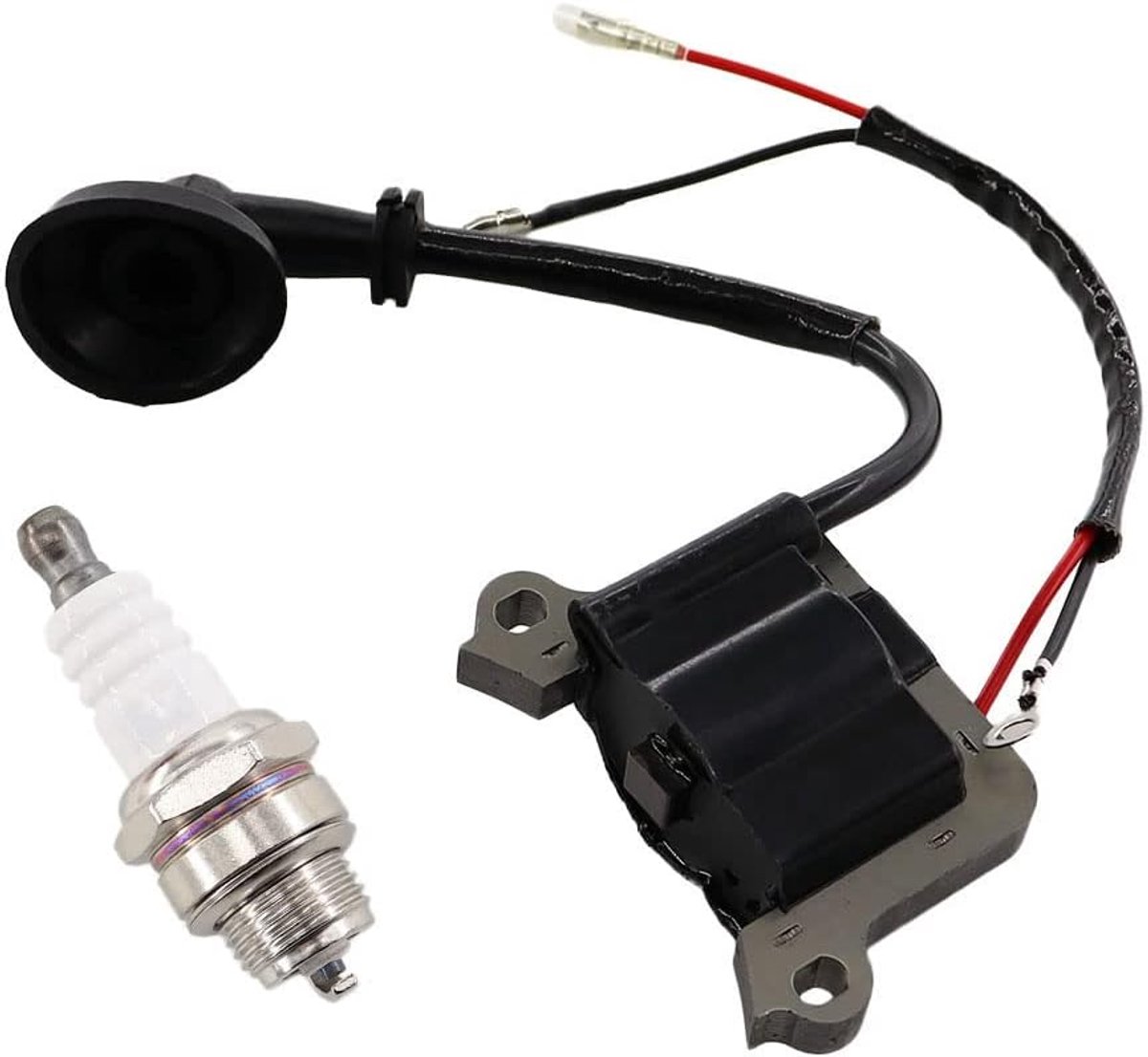 SnelShoppen - MCHNIC Ontstekingsspoel met Bougie voor 2-Takt 52cc 3PS Bosmaaier Motor, 4-in-1/5-in-1 Tuingereedschap, Hoge Kwaliteit