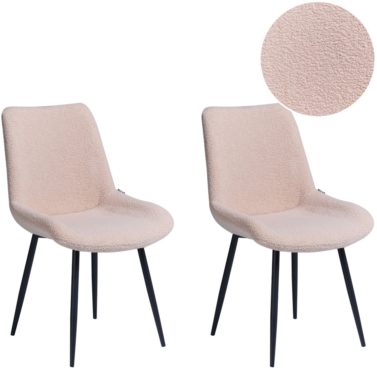 AVILLA - Eetkamerstoel set van 2 - Beige - Bouclé