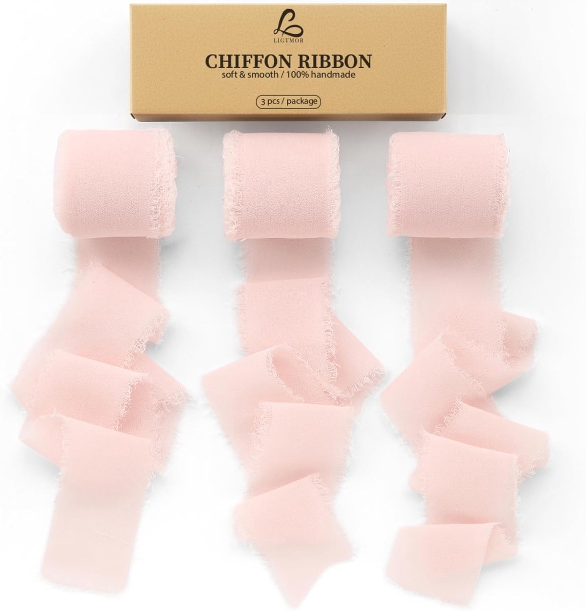SnelShoppen - Chiffon Zijde Ribbons Set 3 Rollen 3cm x 150m Groen en Crème, 3.5cm x 20m Saliegroen Handgemaakte Franje voor Trouwingen, Cadeaus en Cre
