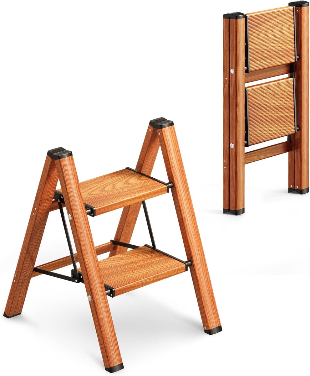 SnelShoppen - Vouwbare 2-traps Ladder - Stevige Aluminium Steiger met Anti-slip Pedalen - Max 150kg - Lichtgewicht en Veilig Ontwerp voor Thuisgebruik