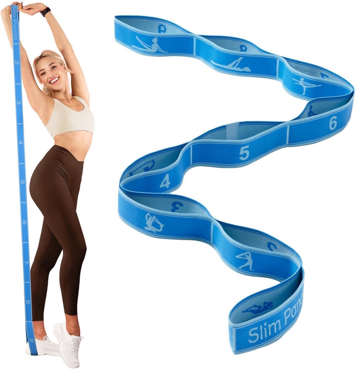 Yoga Stretch Band met 9 Lussen - Hoog elastische Oefenband voor Effectieve Yoga en Stretch Training