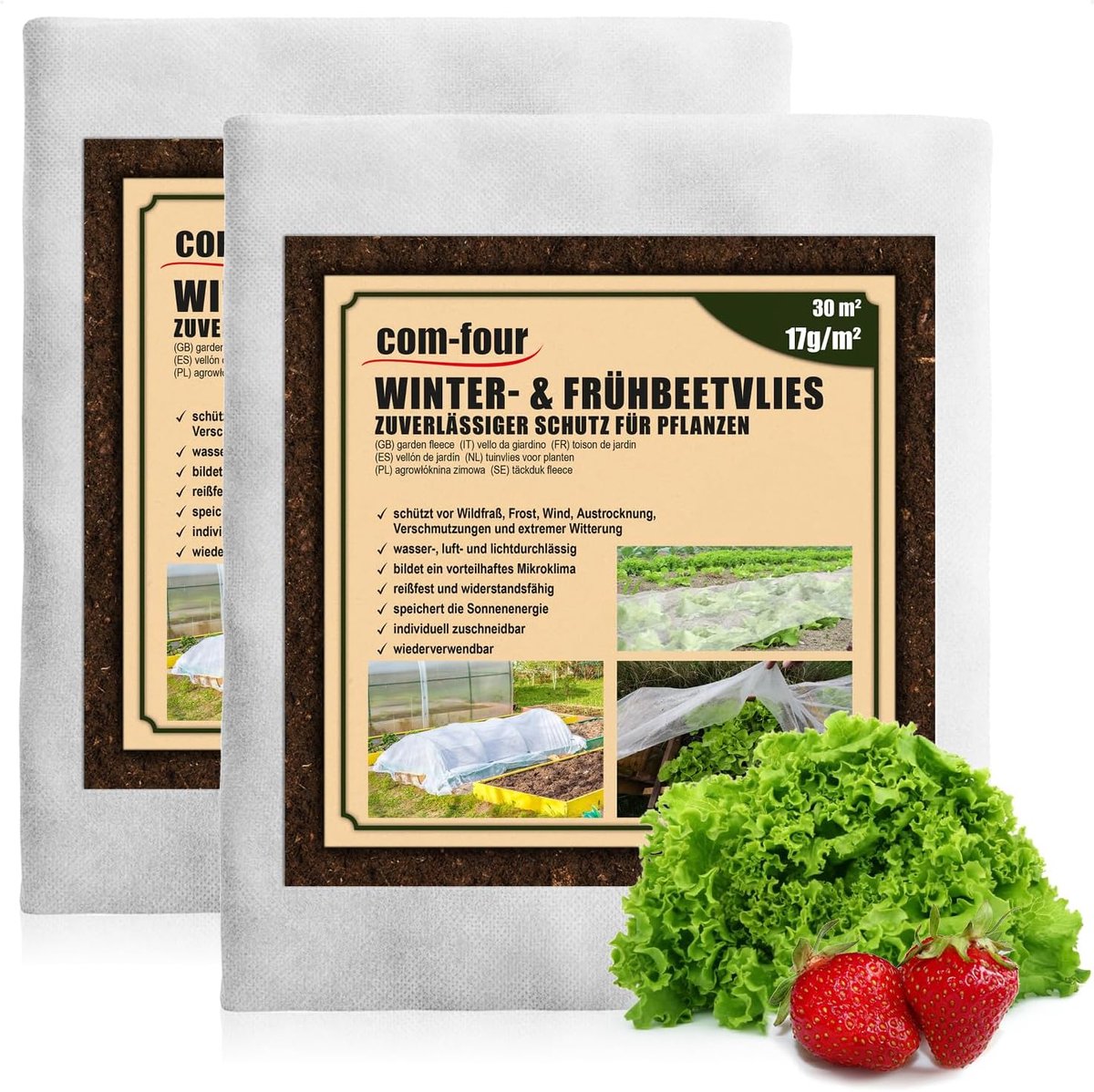 SnelShoppen - 30 m² Winter Fleece - 1.5 x 10 m Tuinfleece voor Plantbescherming - 17 g/m² Tear-resistant Bedfleece voor Groenten, Fruitbomen en Koude