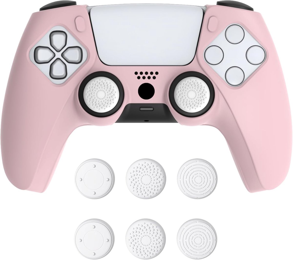 SnelShoppen - Silicone Case PS5 Controller - Antislip Grip, 6 Inch Caps, Dockable Beschermhoes, Comfortabele Aanraak, Extra Bescherming & Duurzaam Mat