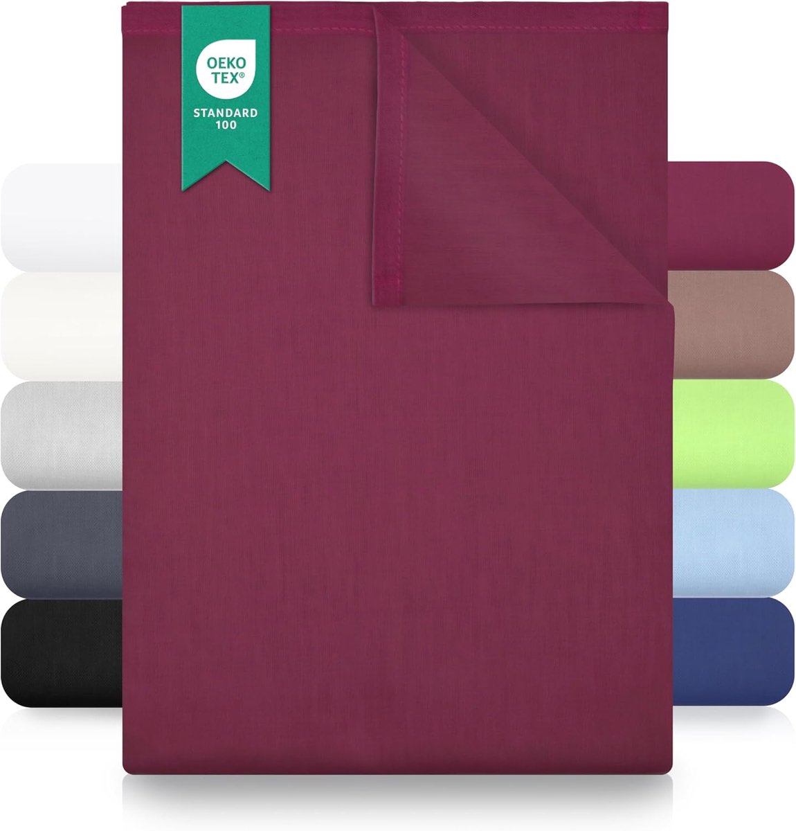 SnelShoppen - Klassiek bedlaken 150 x 250 cm, plat laken van 100% katoen, bordeauxrood, huidvriendelijk, onderhoudsvriendelijk, wasbaar bij hoge tempe