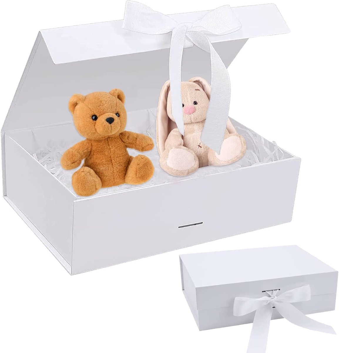 SnelShoppen - Luxe Magnetische Cadeaubox 21x17x7cm, Karton, Zwart/Wit/Roze, Perfect voor Verjaardagen, Bruiloften, Cadeauverpakkingen