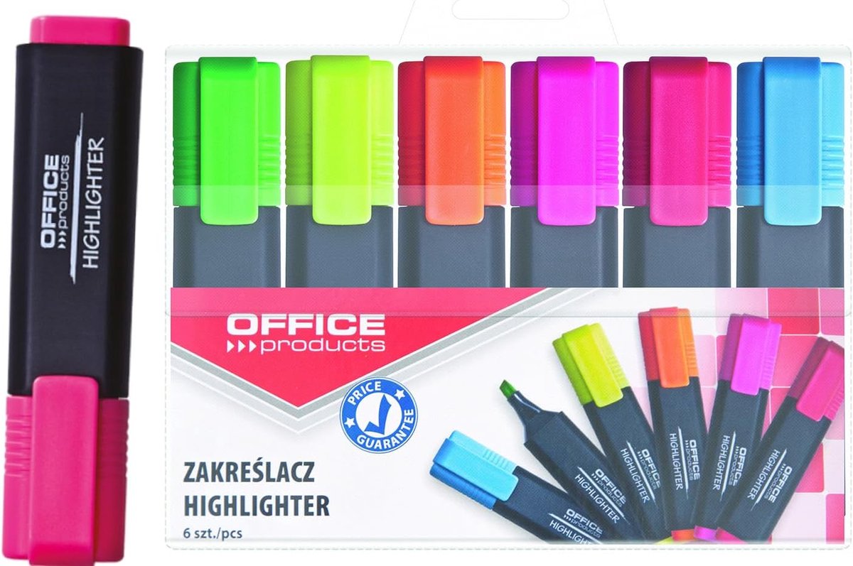 SnelShoppen - Pack van 6 Markers, Assorted Kleur - Non-Toxisch, 1-5 mm Punt, Ideaal voor Textmarkering, School, Kantoor, Creatieve Projecten - Geel, O