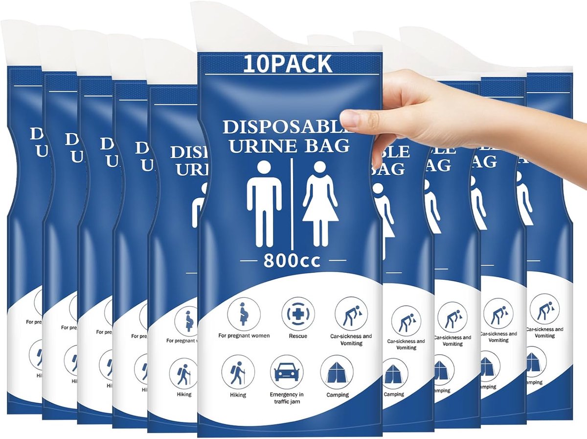 SnelShoppen - 10 Stuks Vouwbare Urine Funnel voor Vrouwen, 800ml, Draagbaar Toilet voor Mannen, Vrouwen en Ouderen, Ideaal voor Camping, Reizen en Noo