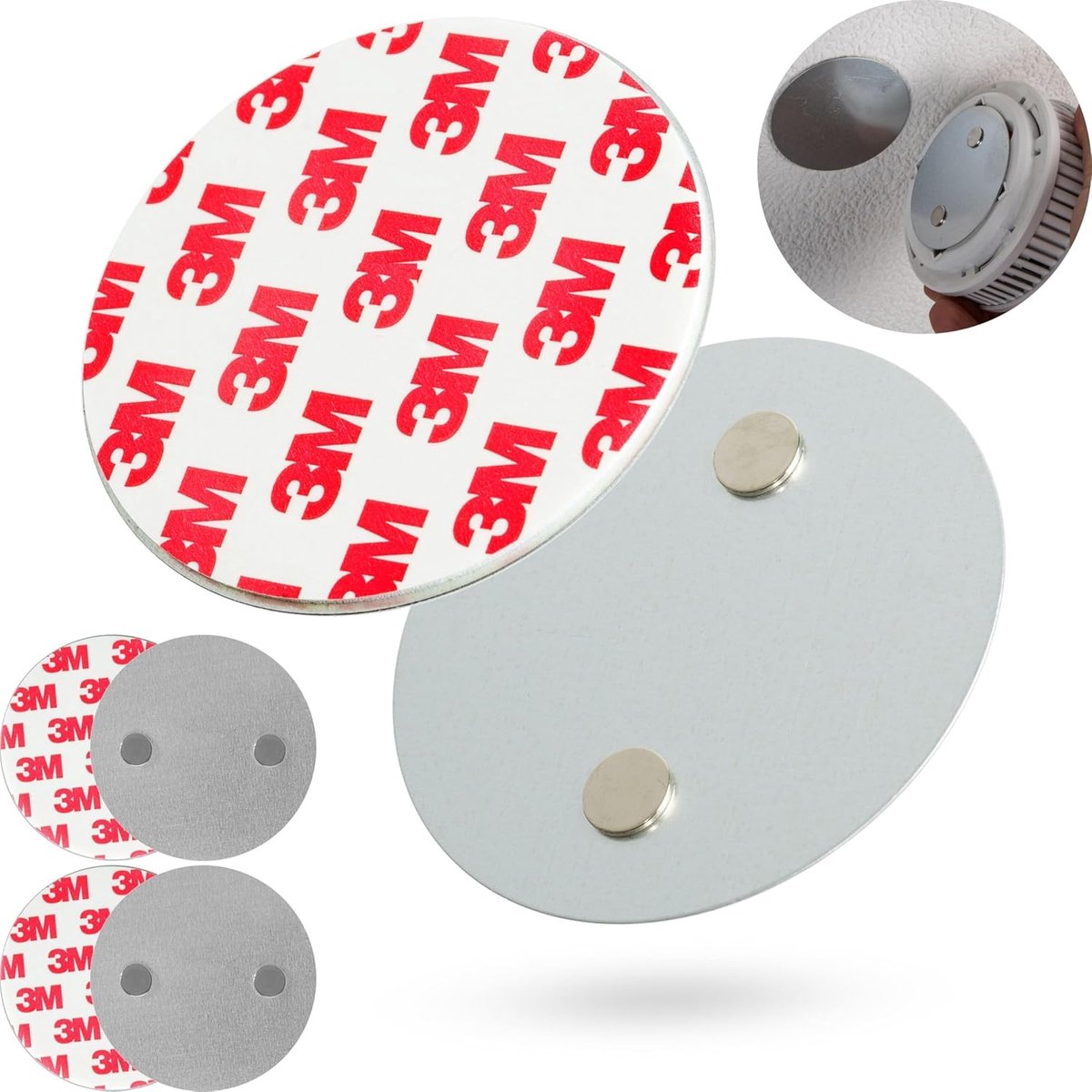 SnelShoppen - Magnetische Houder voor Rookmelders - 3 Stuks - Diameter 50 mm - Zelfklevende Pads voor Eenvoudige Bevestiging - Ideaal voor Alle Soorte
