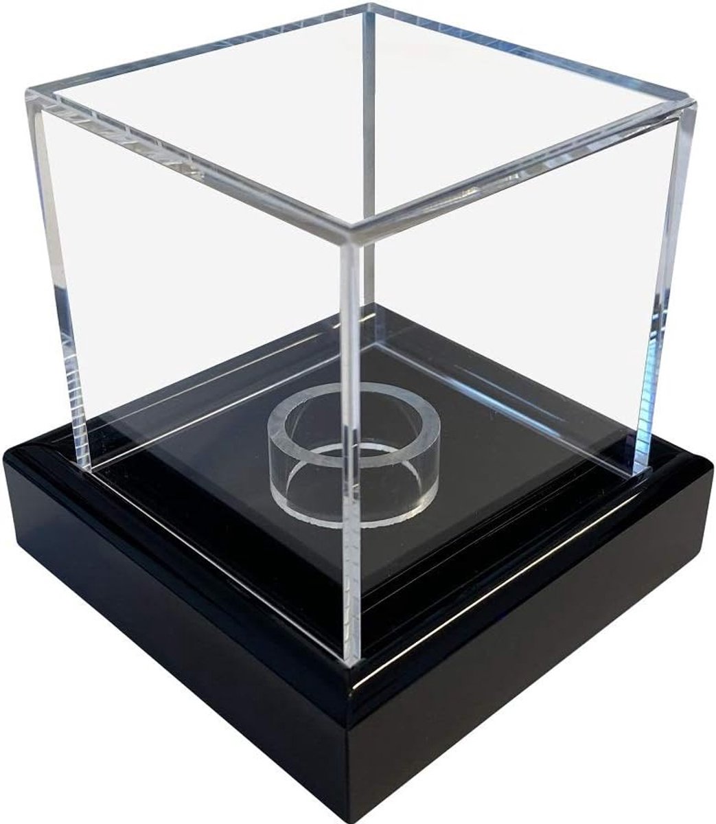 SnelShoppen - Universele Acryl Display Case 6x6x6cm - Showcase voor Mineralen, Fossielen, Figuren, Klokken, Sieraden, Munten, Medailles met Zwarte Flu