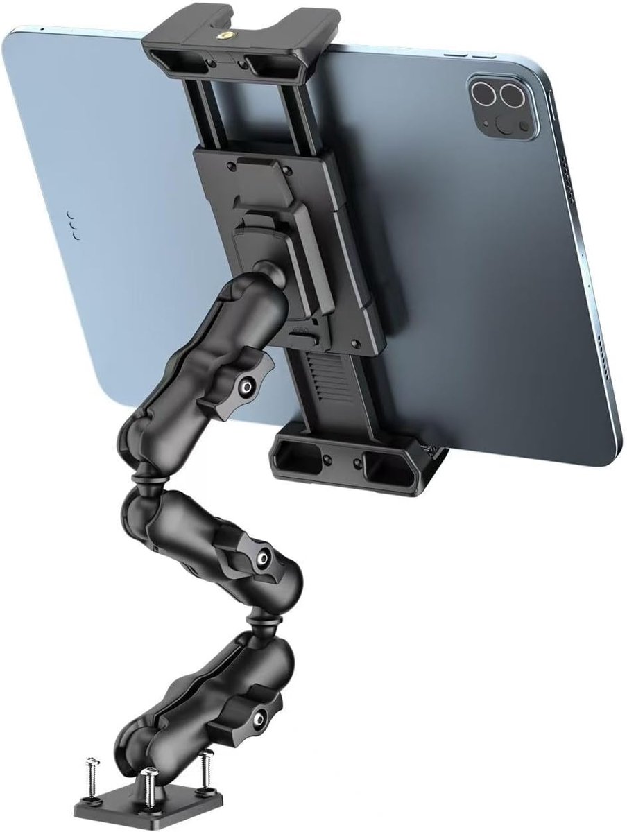 SnelShoppen - Tablet Houder voor Auto - 3-Staps Draaibare Arm - 360° Rotatie - Geschikt voor 5-13 Inch - iPad, Galaxy, Huawei - Voor Navigatie en Vide