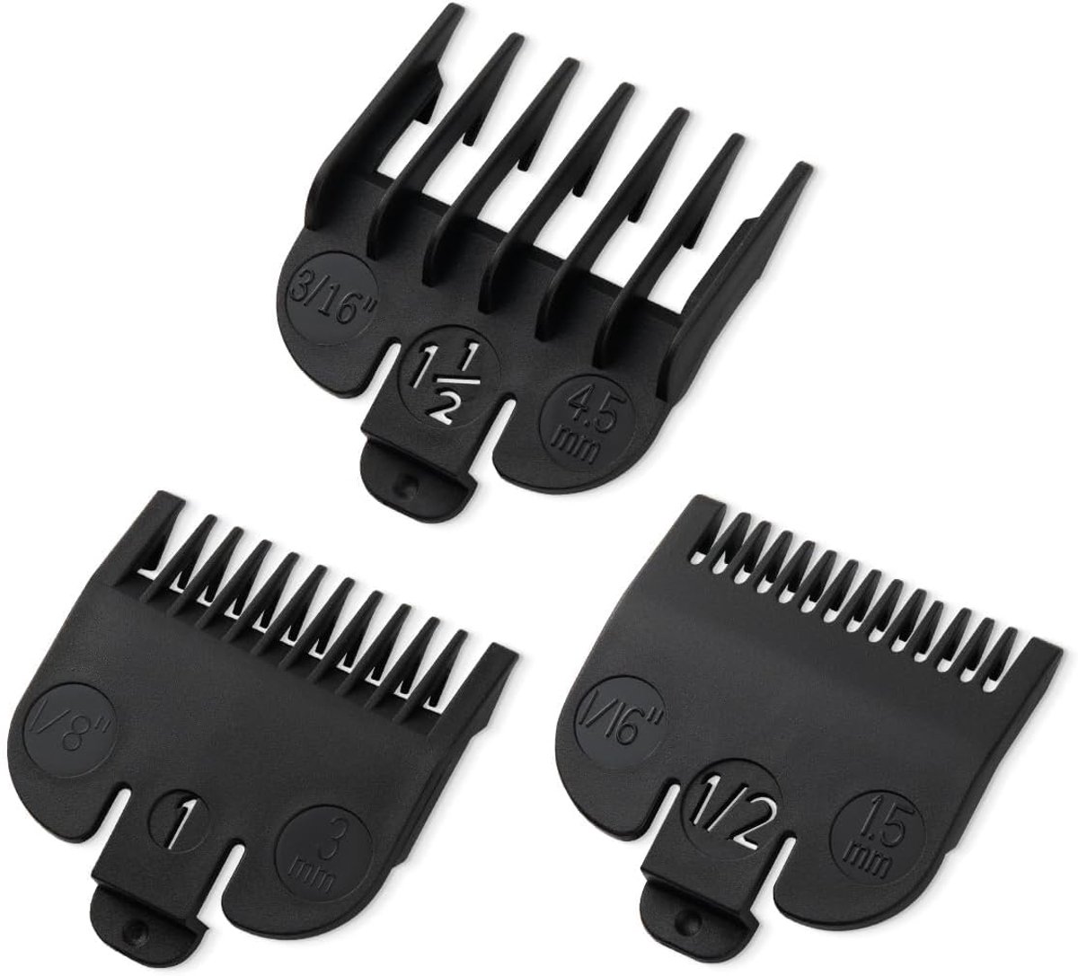 SnelShoppen - Clipper Screen Set voor de meeste Haartrimmers - Vervangende Schermen 1/16", 1/8", 3/16" - 3 Stuk Set, Zwart, Duurzaam Nylon, Perfect vo