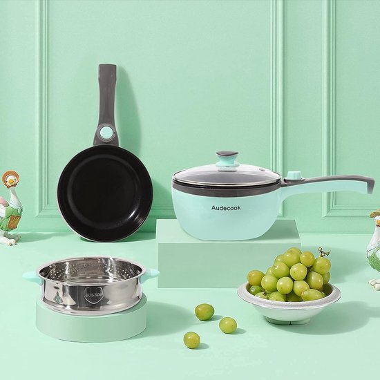 SnelShoppen - Elektrische Hot Pot met Stoompan 1,5 L - Antiaanbak Mini Pan voor 2-3 Personen - Multikoker Braadpan voor Slaapzaal, Camping & Feest - G — afbeelding 4