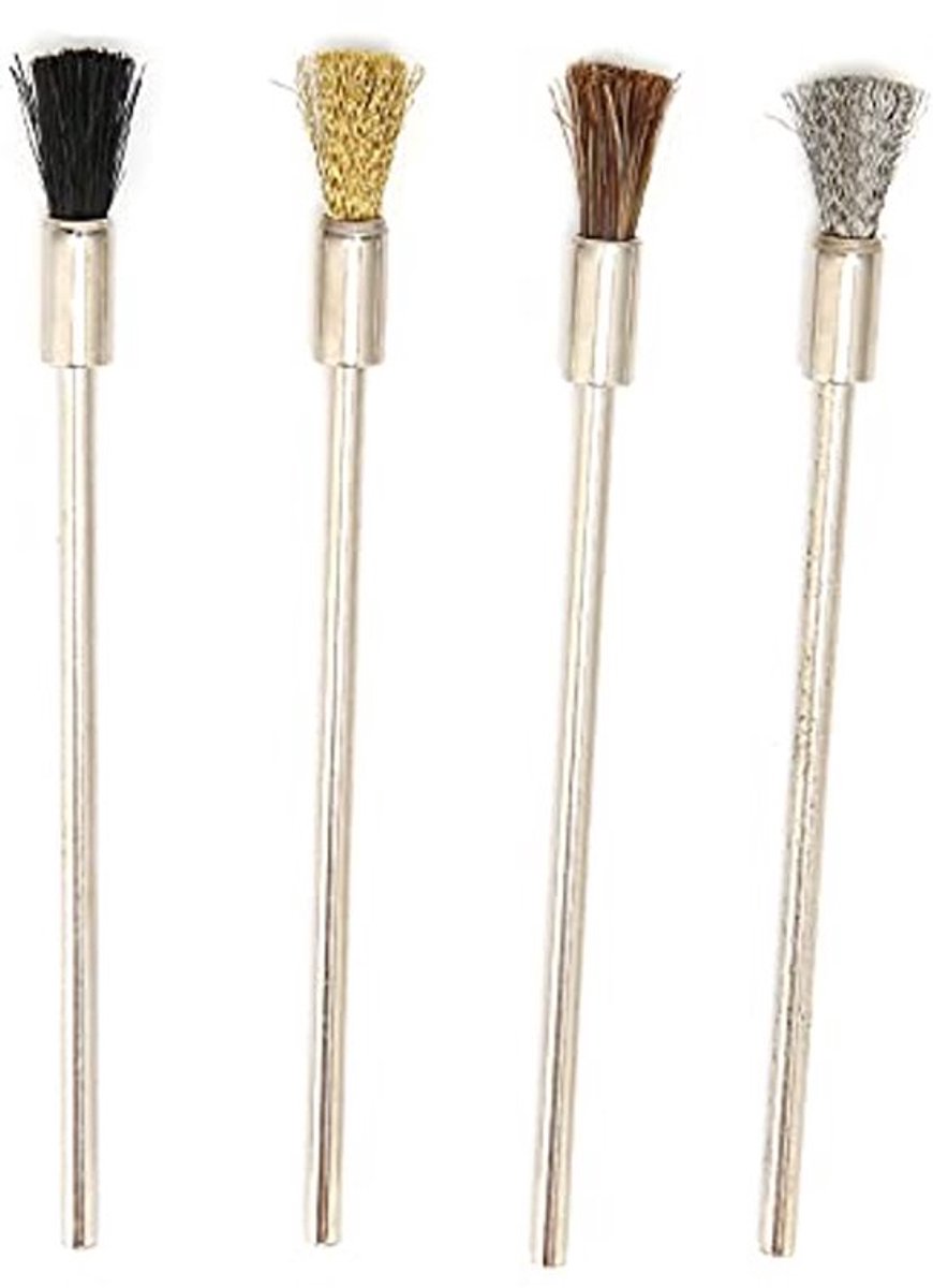 Mini-borstelset, Roestvrijstalen Draadborstel Brede Toepassing Vuil Verwijderen Smalle Gebieden Mini-draadborstel, voor Boormachines Sieraden Miniatuur Elektronische Instrumenten Reiniging