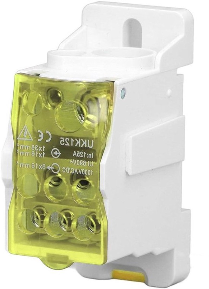 UKK-125A C45 Terminal-verdeeldoos DIN-railverdeler voor energieverdelerkasten verdeeldozen (geel)