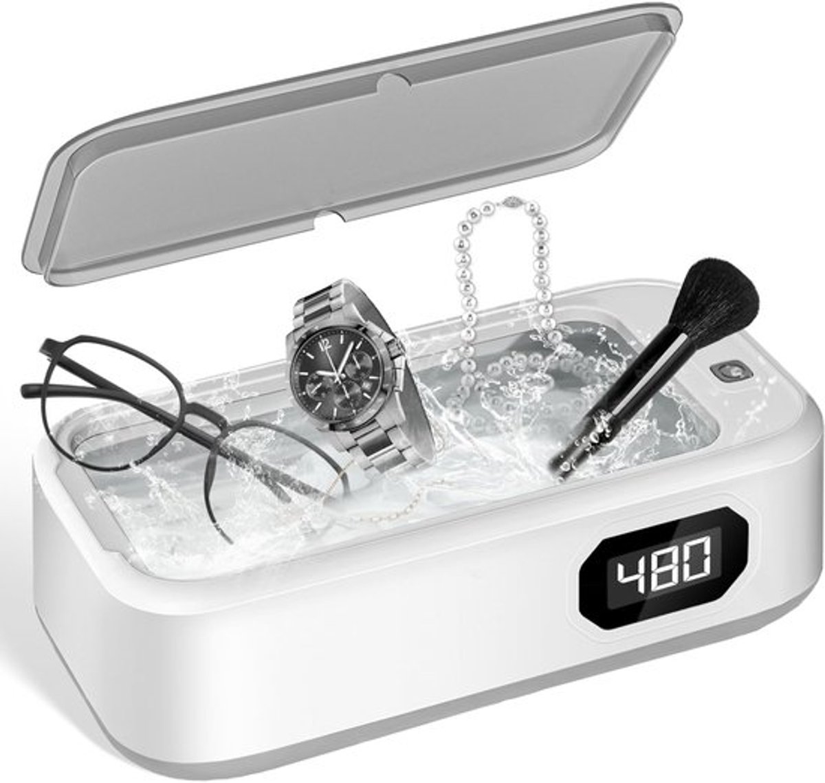 Ultrasoon Reiniger - 700ml - Brillenbad - Reinigingsapparaat voor Brillen en Sieraden - Ultrasone reiniger - 49 kHz - 48 W - Geschikt voor goud, zilver, horloges, ringen, oorbellen, kettingen, make-upborstels, kunstgebitten, houders