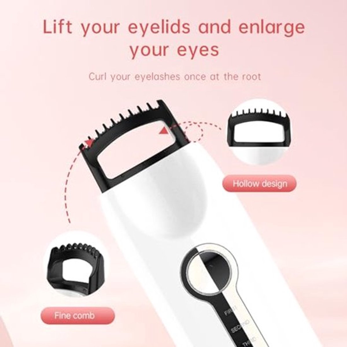 Elektrisch Verwarmde Wimperkruller - Oplaadbare Compacte Verwarmde Wimperkruller met Slimme Temperatuurgestuurde, Mini-wimperkruller voor Snel Verwarmend Krullen (WHITE)