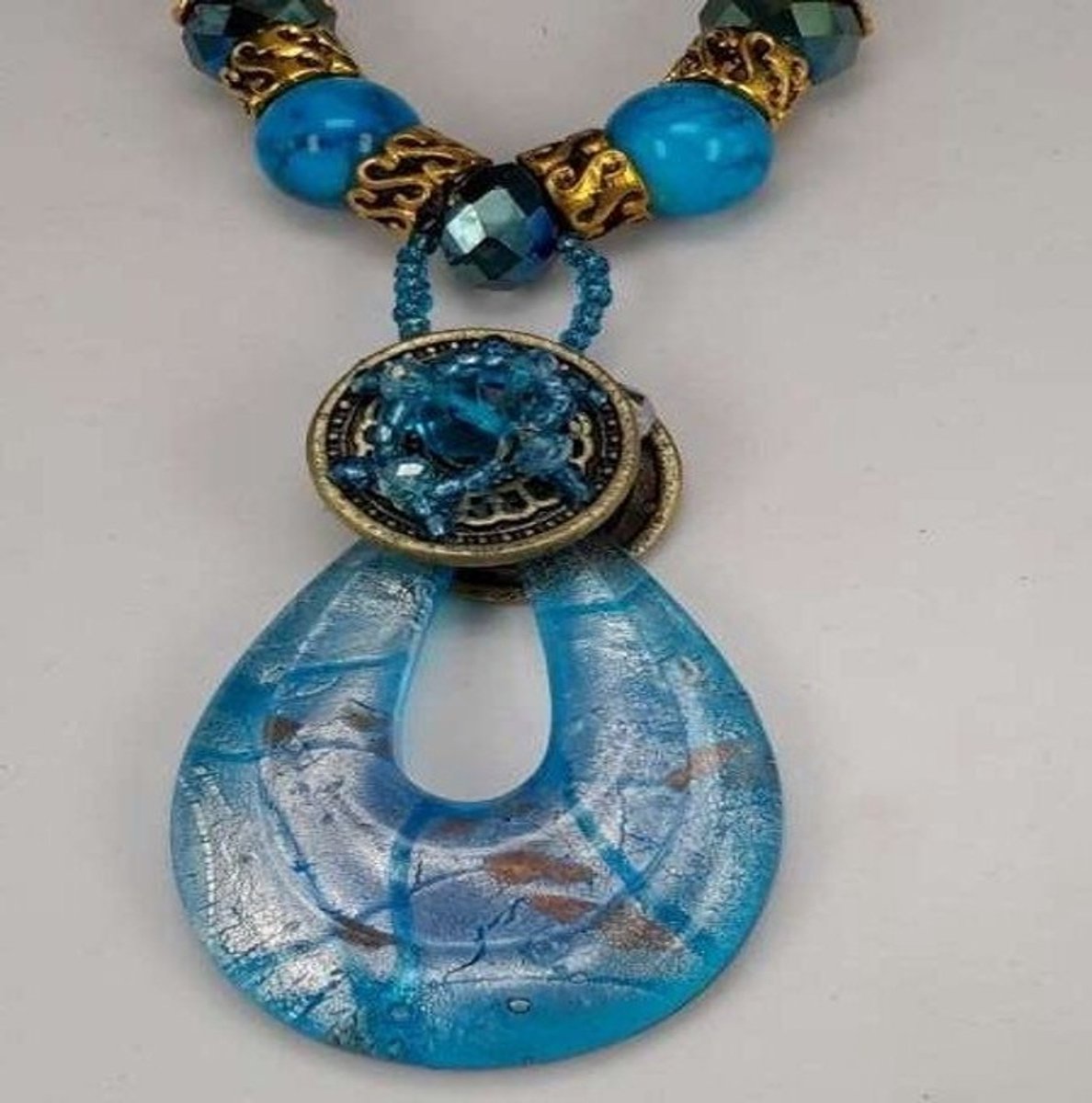 Hanger - muranohanger - ketting - blauw - cadeau tip