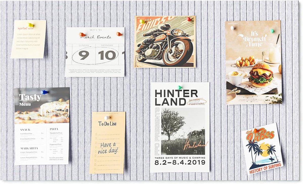 SnelShoppen - Large Pin Board Decoratief Vilt Bord 1cm Dikte Vouwbaar Display Bord met Plakband voor Foto's, Vision Board voor Thuis, Kantoor, Keuken,