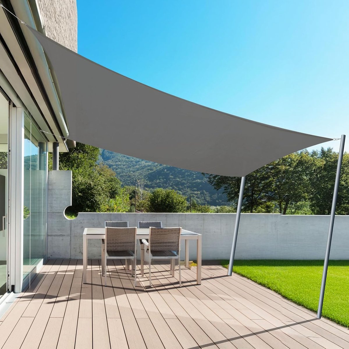 SnelShoppen - Schaduwzeil 2x4m Rechthoekig Waterdicht UV-Bescherming 90% Oxford voor Tuin Balkon Patio - Antraciet