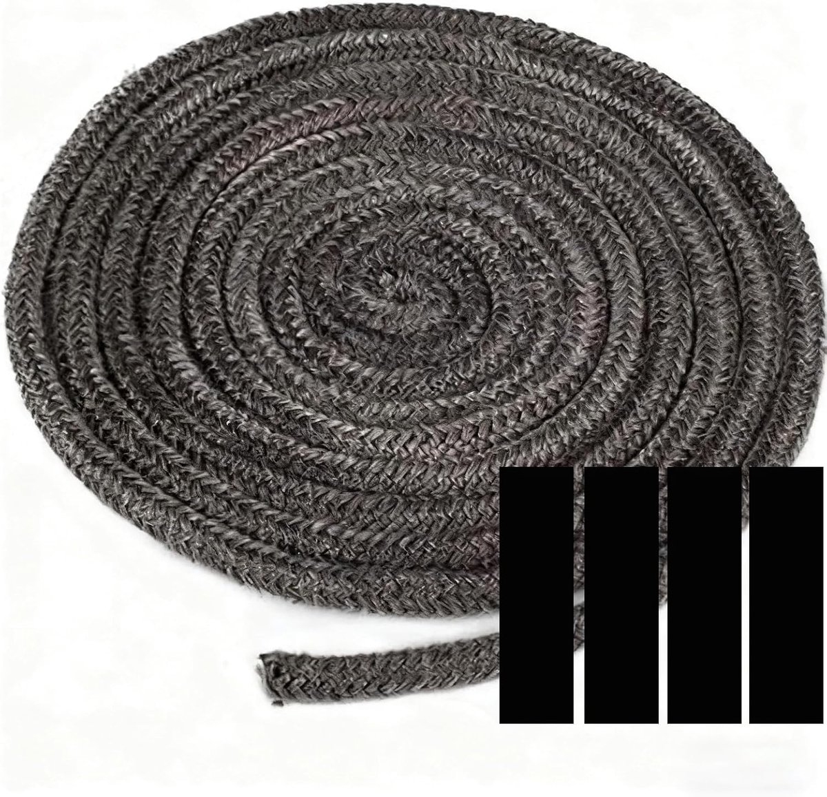 SnelShoppen - Oven Deurrubber 8 mm x 3 m - Hoog Temperatuur Bestendig - Glasvezel - Hittebestendig tot 550 °C - Universeel voor Houtkachels, Inbouwhaa