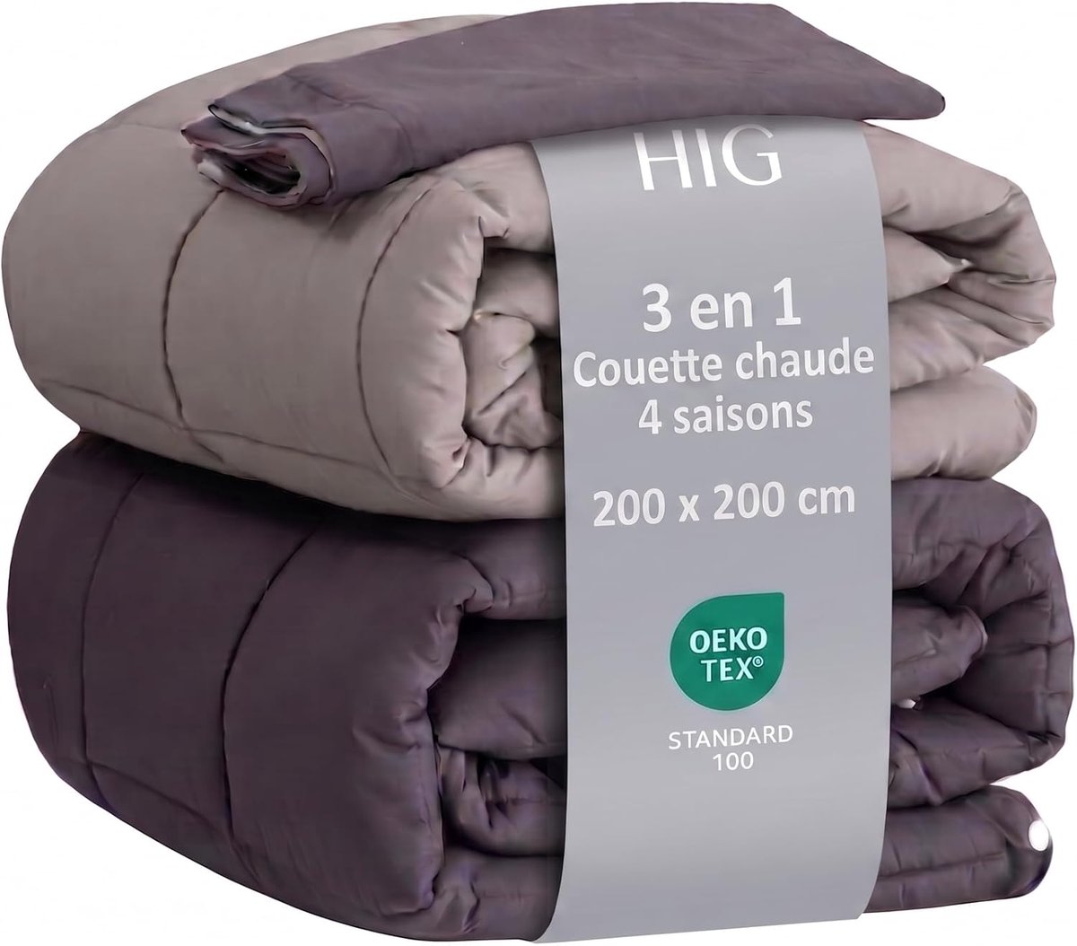 SnelShoppen - 4 Seizoenen Dekbed 200x200 cm met Kussensloop 65x65 cm, 3-in-1 Duvet Set, Fluffy en Lichtgewicht voor Zomer, Herfst, Winter, Grijs/Licht