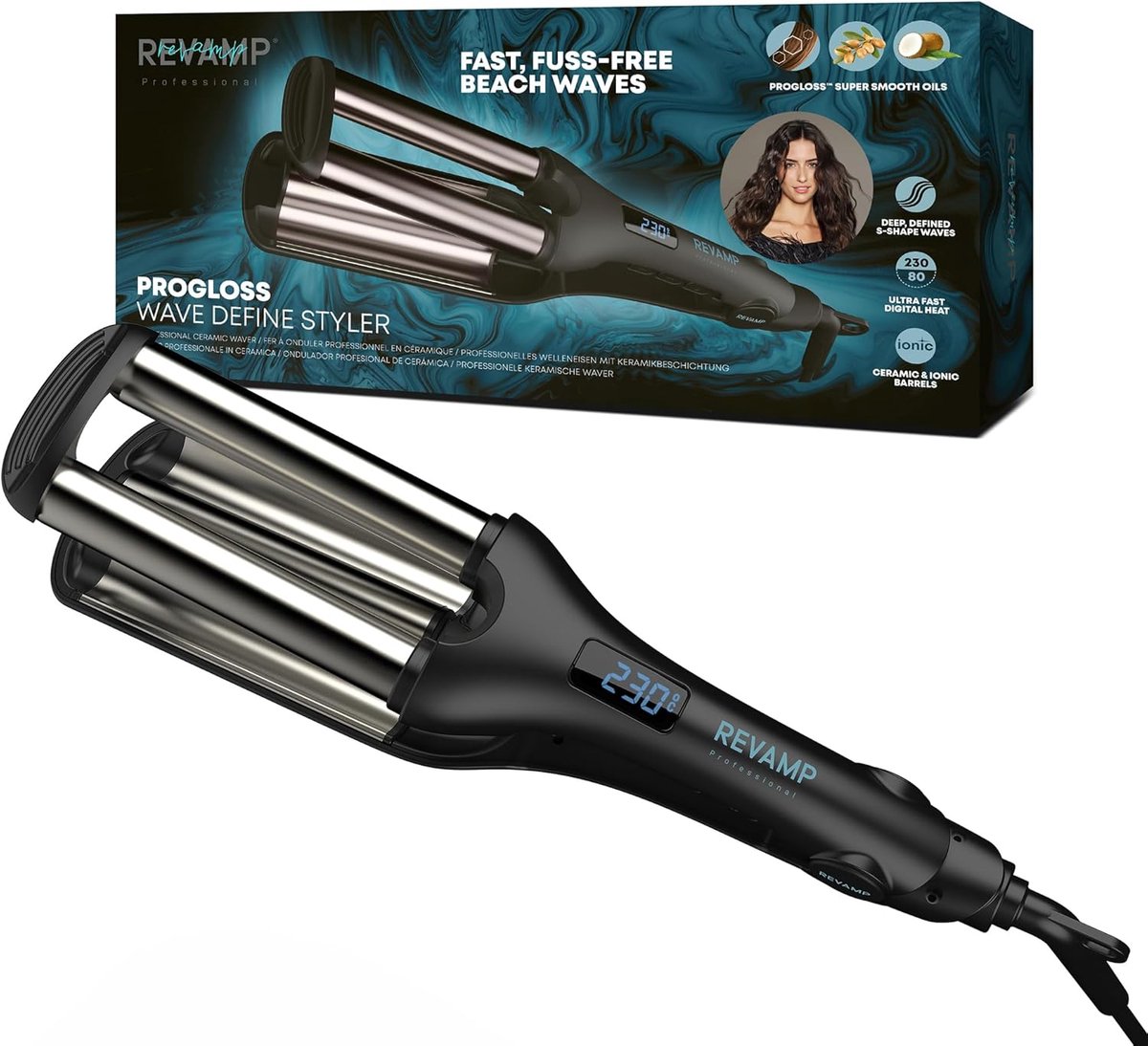 Thijox - Progloss Wave Define Styler Professionele Krulstyler met Ionentechnologie, Keramische Staven, 19mm, Krimpvrij Ontwerp voor Perfecte Golvende