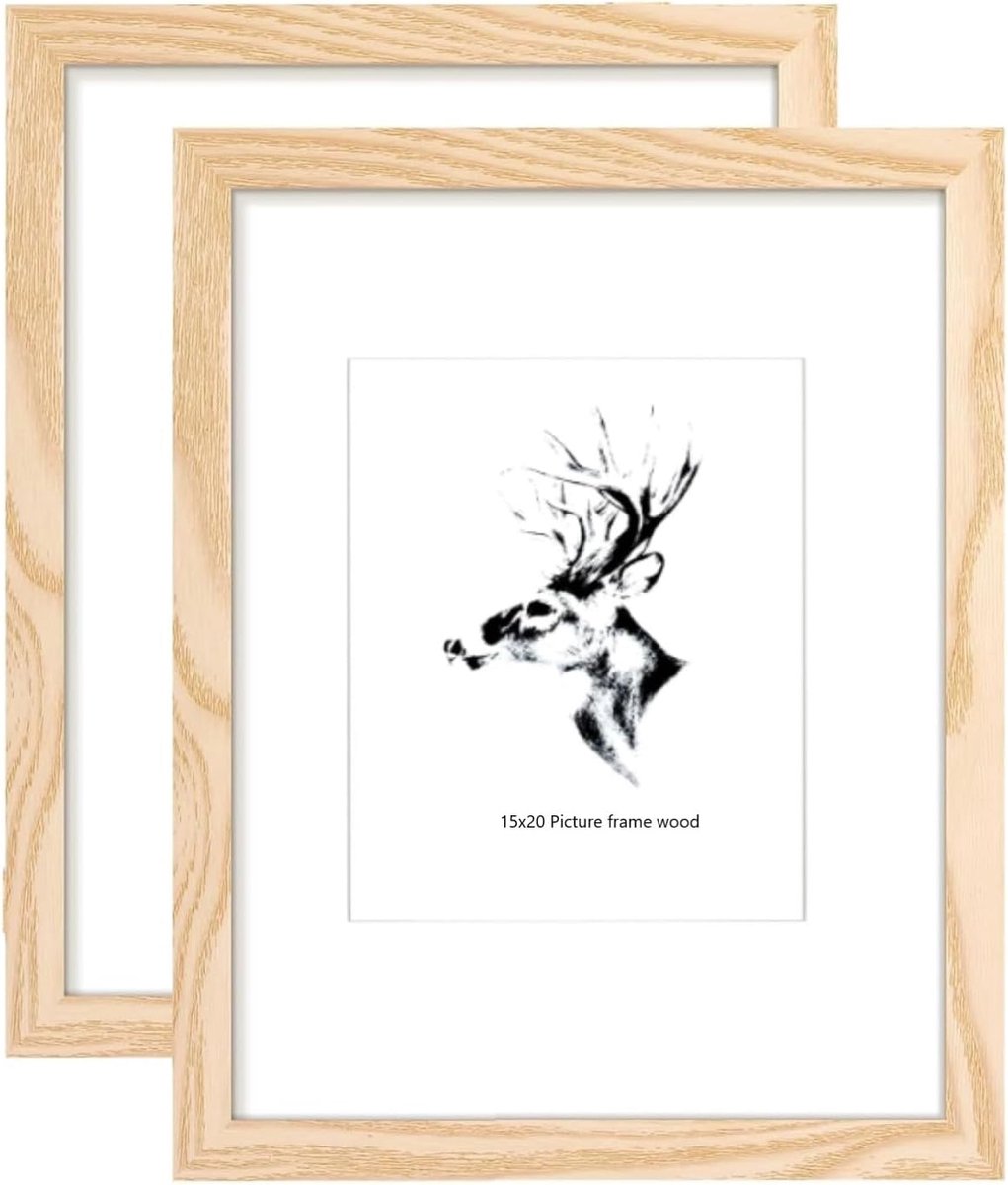 SnelShoppen - 2 Stuks Houten Fotolijsten 15x20cm - Natuurlijke Houten Fotolijsten met Haak - Eenvoudige Decoratie voor Muur en Tafel