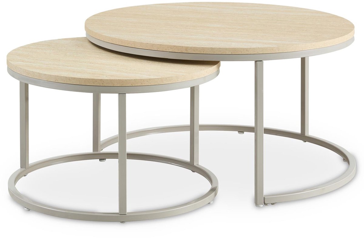 Salontafelset TOURS, set van 2 ronde tafels – Cappuccino