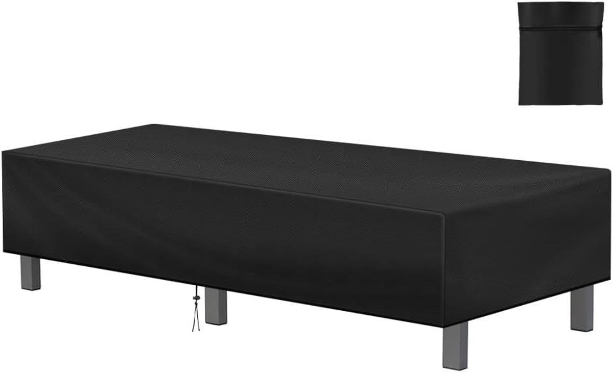 SnelShoppen - Outdoor Tuin Lounger Cover Oxford Stof met Trekkoord, Waterdichte PU Coating Beschermhoes voor Tuinmeubelen, Patio, Zwembad, Ligstoel (2