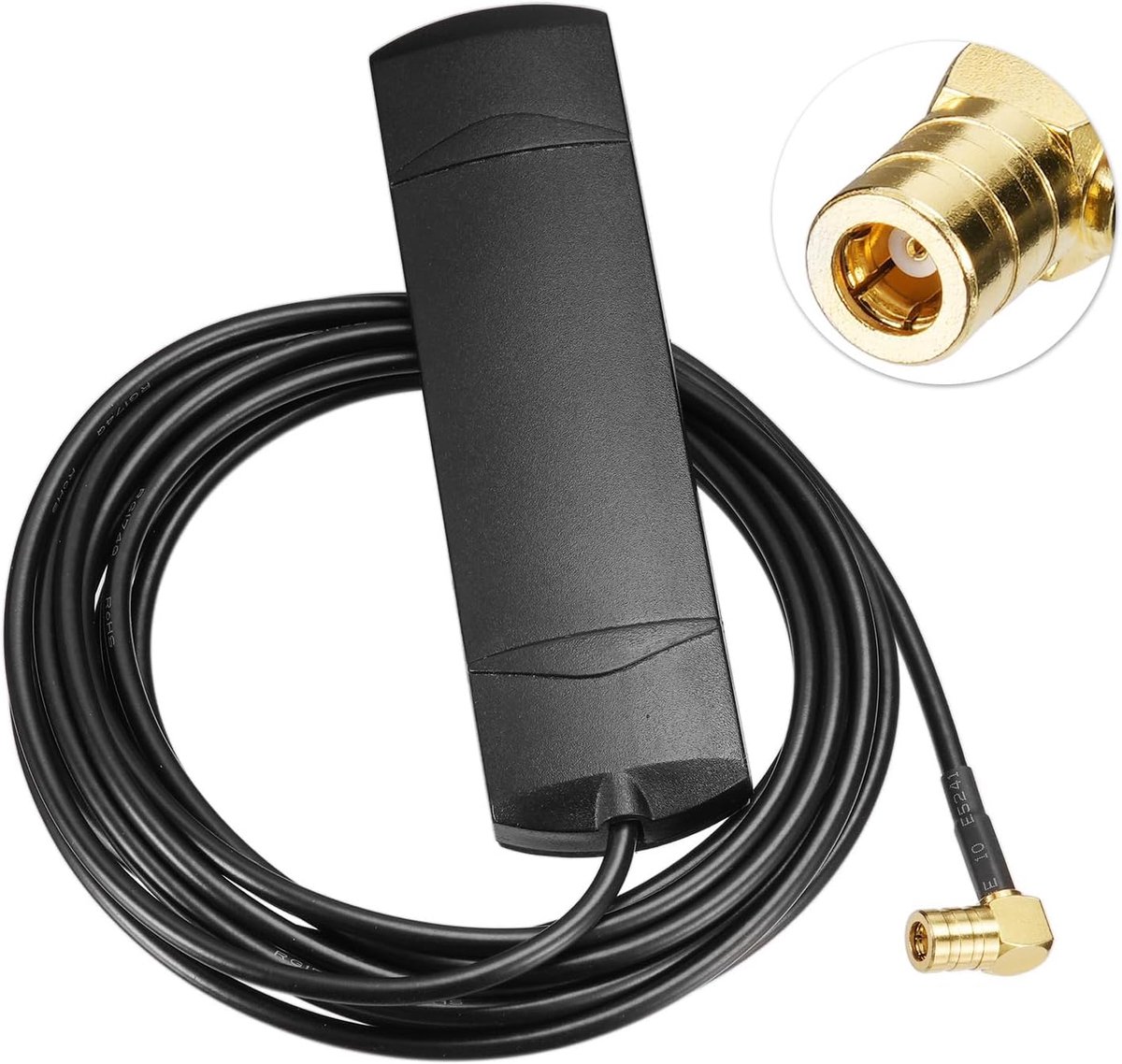 SnelShoppen - Eightwood DAB+ Auto FM AM Radio Windscreen Patch Antenne 17dBi met 3M DAB Antenne SMB Verbinding Kabel voor Digitale Radio Tuner