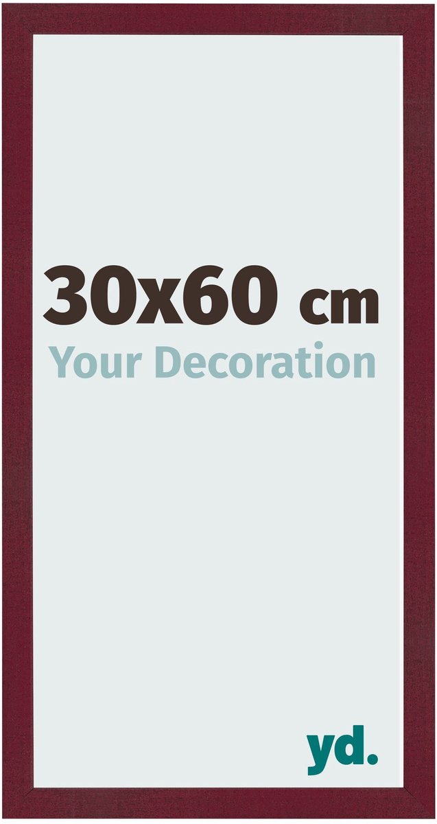 Your Decoration - Fotolijst 30x60 cm - MDF - Wijnrood Geveegd - Bologna